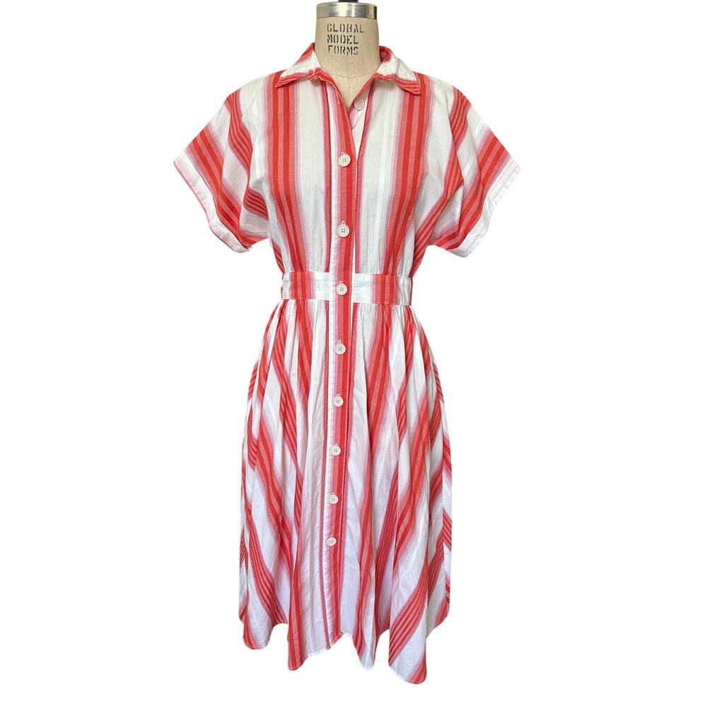 NWOT Never A Wallflower Button Down Shirt Dress in Orange Stripe Size XS